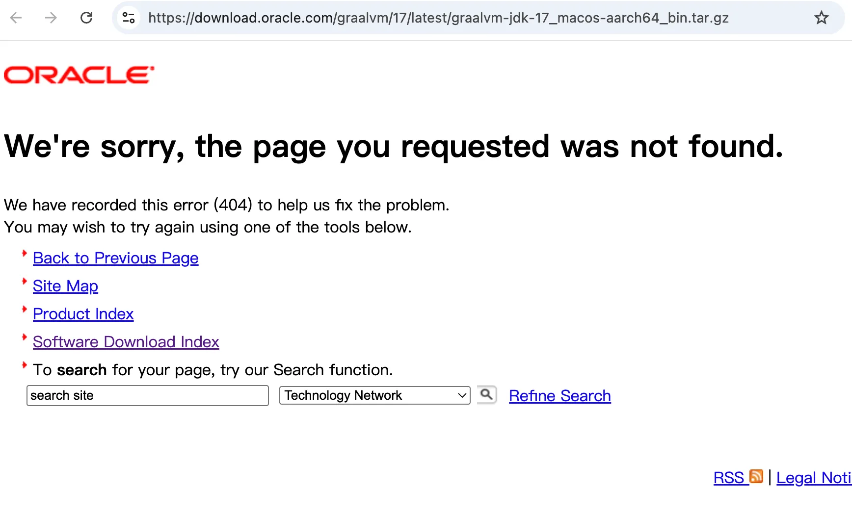 Oracle 404 page
