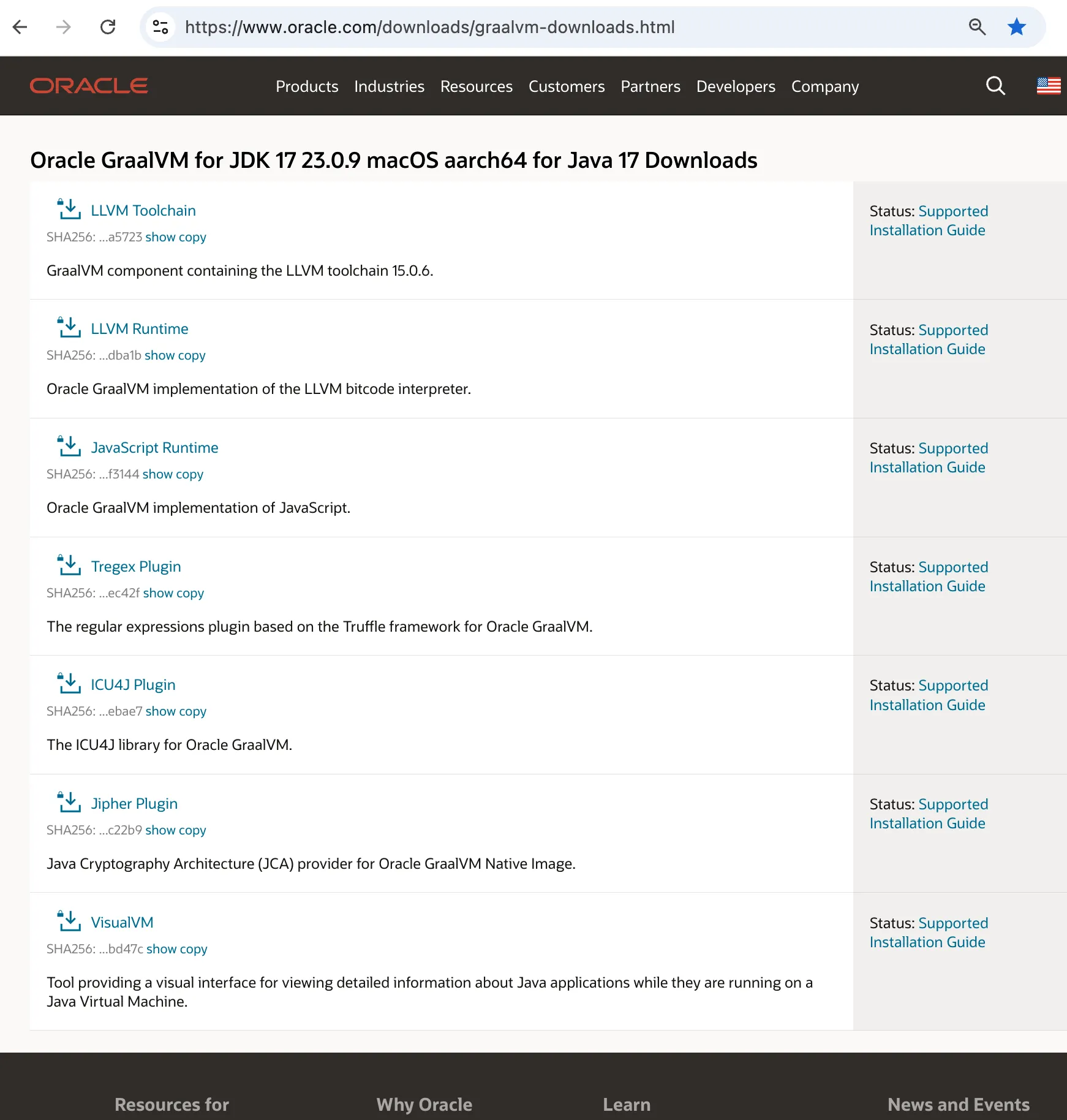 Oracle GraalVM download page