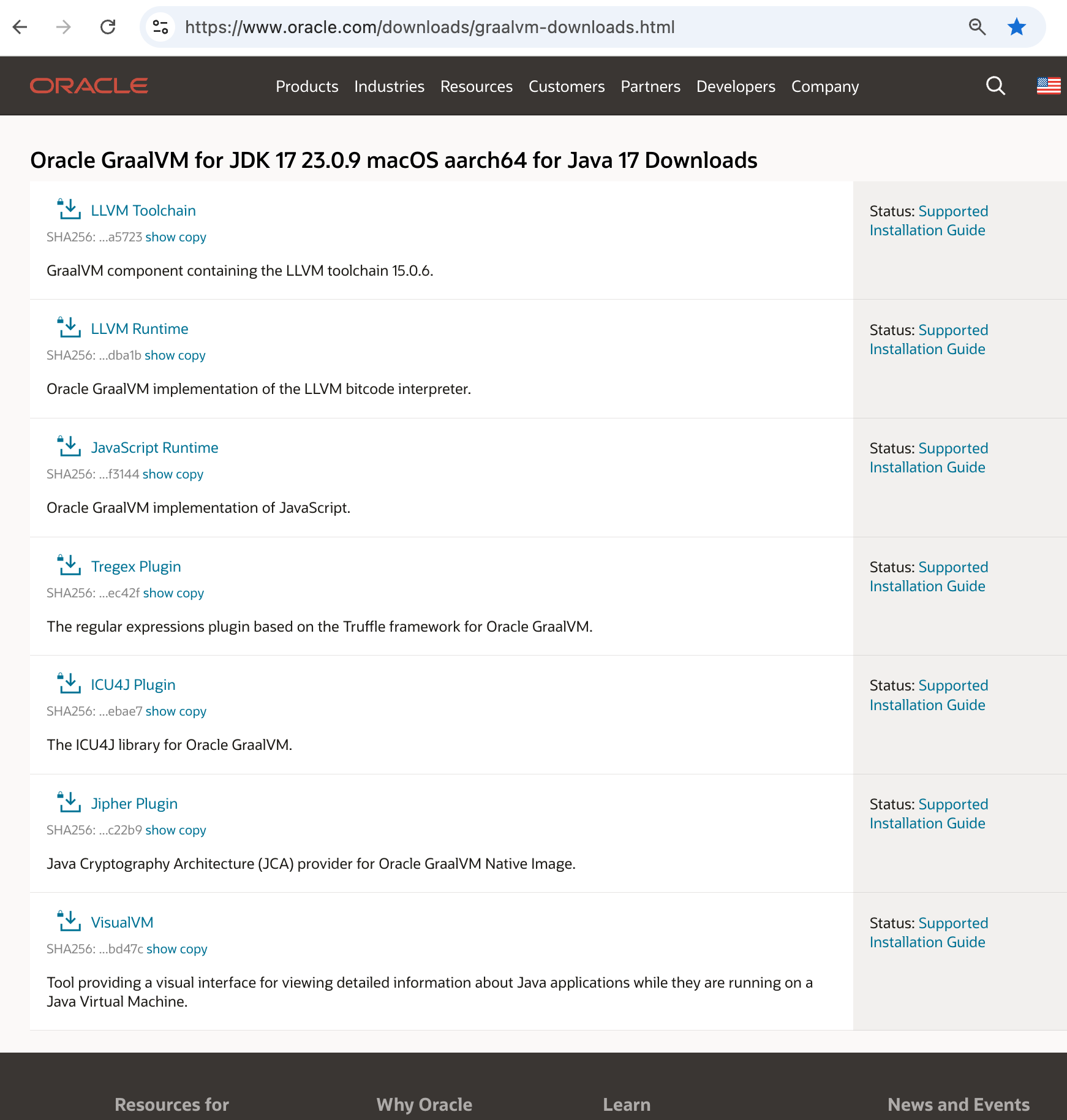 Oracle GraalVM download page